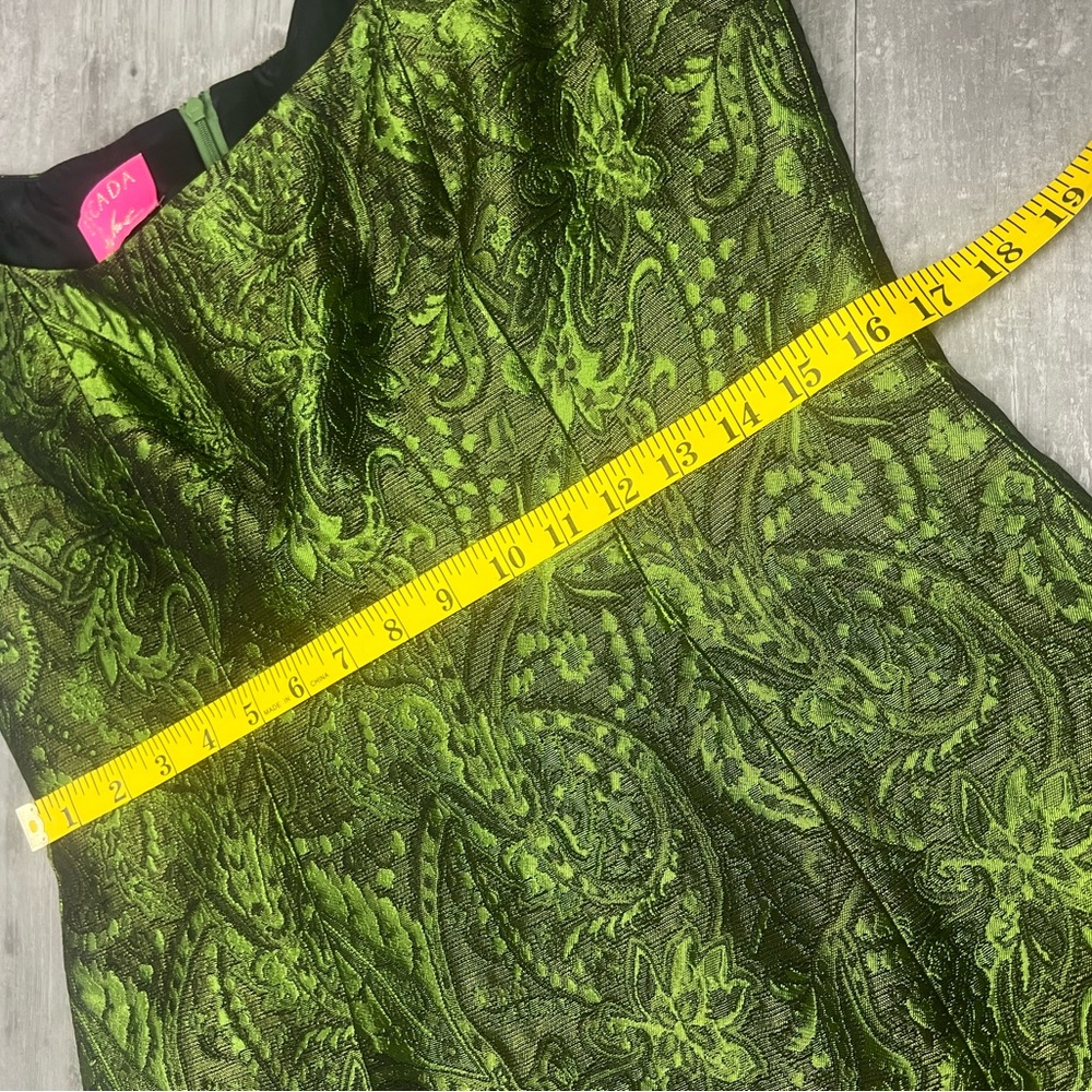 Escada Couture Green Paisley Silk Dress 40 - Picture 5 of 7